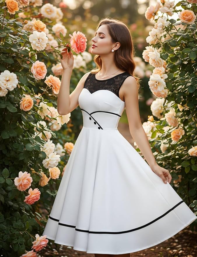 black and white tea party dress Tea-Length Black Formal Dress: Betsy and Adam A27115 Black/White / 0